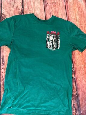 Nike Green Short Sleeve Tee with Birch Pocket and Red Trim